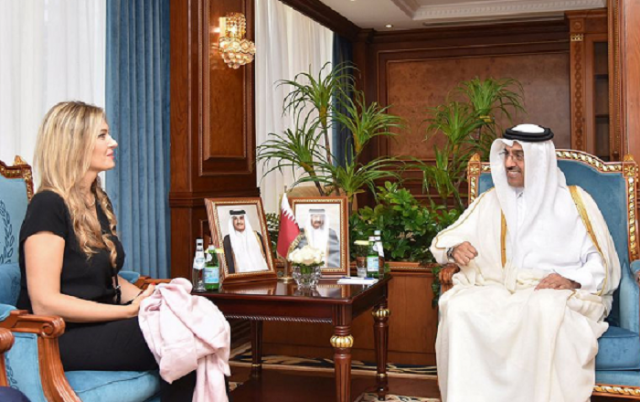 ali bin samikh al marri qatar s minister of labour speaks with greece s eva kaili vice president of the european parliament during a meeting in qatar october 31 2022 in this social media handout image photo reuters ali bin samikh al marri qatar s minister of labour speaks with greece s eva kaili vice president of the european parliament during a meeting in qatar october 31 2022 in this social media handout image photo reuters