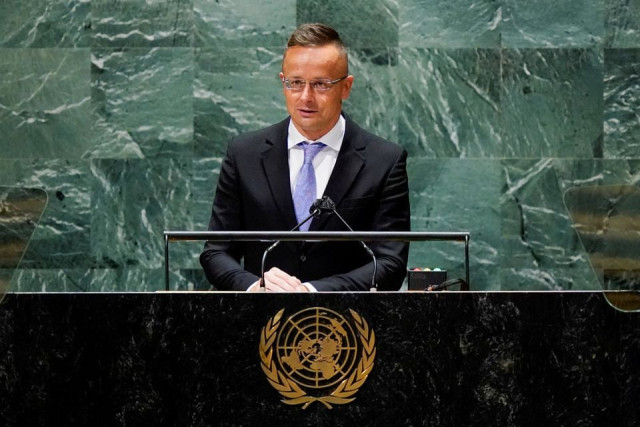 hungary s foreign minister peter szijjarto addresses the 76th session of the united nations general assembly at the u n headquarters in new york us september 23 2021 reuters hungary s foreign minister peter szijjarto addresses the 76th session of the united nations general assembly at the u n headquarters in new york us september 23 2021 reuters