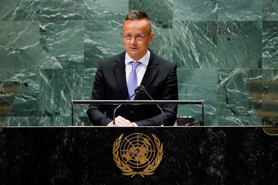 hungary s foreign minister peter szijjarto addresses the 76th session of the united nations general assembly at the u n headquarters in new york us september 23 2021 reuters hungary s foreign minister peter szijjarto addresses the 76th session of the united nations general assembly at the u n headquarters in new york us september 23 2021 reuters