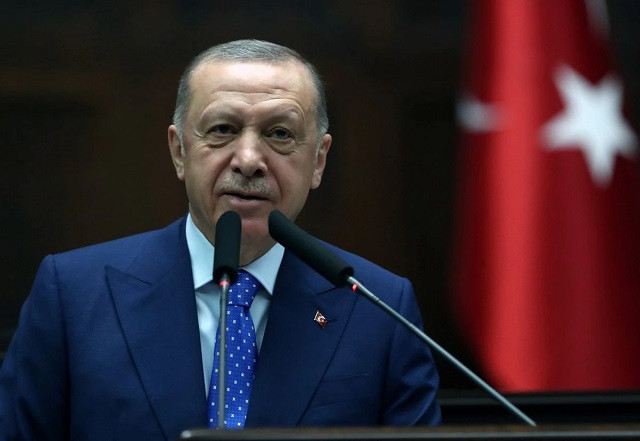 turkish president tayyip erdogan addresses members of his ruling ak party akp during a meeting at the parliament in ankara turkey may 18 2022 photo reuters