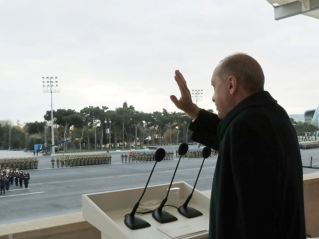 turkish president tayyip erdogan greets troops during a military parade to mark the victory on nagorno karabakh conflict in baku azerbaijan december 10 2020 photo reuters turkish president tayyip erdogan greets troops during a military parade to mark the victory on nagorno karabakh conflict in baku azerbaijan december 10 2020 photo reuters