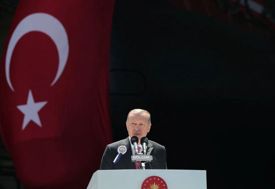 turkish president tayyip erdogan speaks during a ceremony at the golcuk naval shipyard in izmit turkey may 23 2022 photo reuters