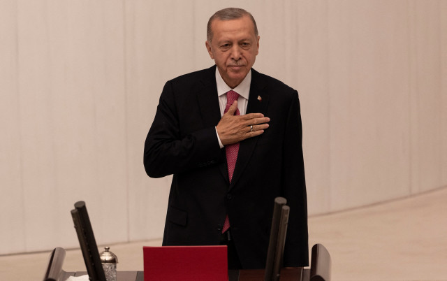 turkish president tayyip erdogan greets members of the parliament and guests as he arrives to take his oath after his election win in ankara turkey june 3 2023 photo reuters turkish president tayyip erdogan greets members of the parliament and guests as he arrives to take his oath after his election win in ankara turkey june 3 2023 photo reuters