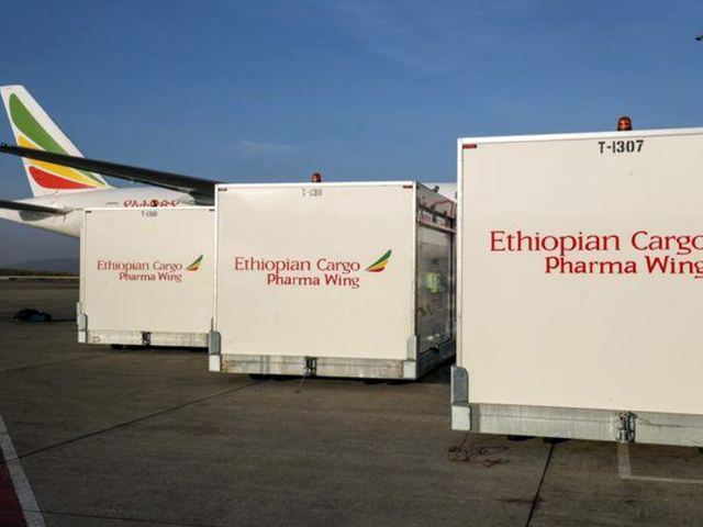 containers carrying astrazeneca oxford vaccines under the covax scheme against the coronavirus disease are seen at the bole international airport in addis ababa ethiopia on march 7 2021 photo reuters