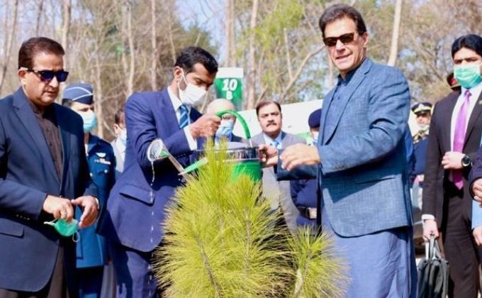 prime minister imran khan at the spring tree plantation campaign 2021 inauguration photo twitter pakpmo