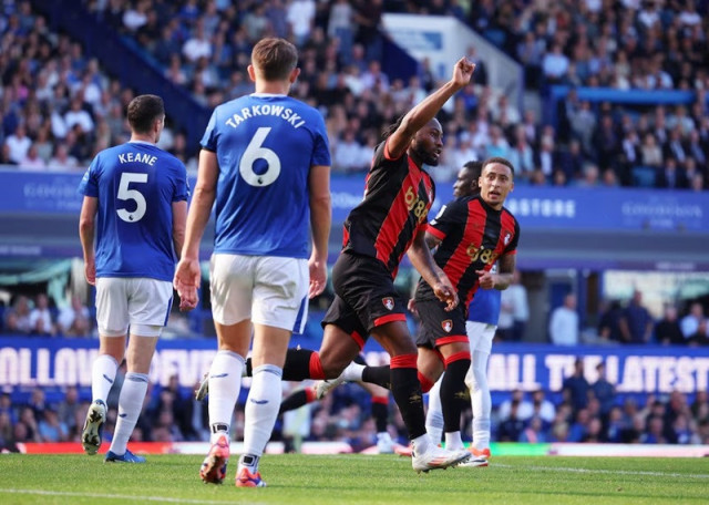 afc bournemouth s antoine semenyo celebrates scoring their first goal goodison park liverpool britain august 31 2024 photo reuters afc bournemouth s antoine semenyo celebrates scoring their first goal goodison park liverpool britain august 31 2024 photo reuters
