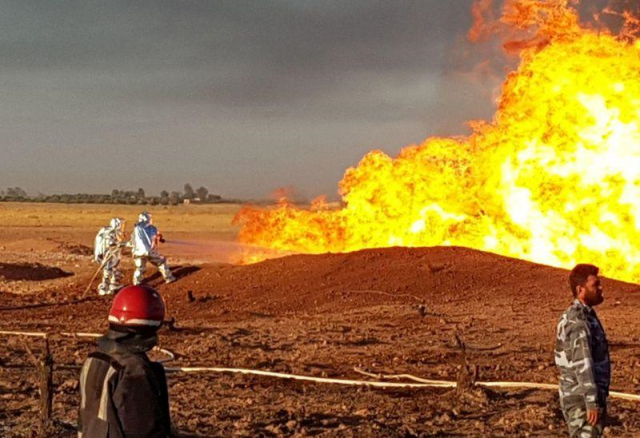 firefighters spray water on the fire that resulted from an explosion on the arab gas pipeline between the towns of ad dumayr and adra northwest of the capital of damascus syria in this handout released by sana on august 24 2020 photo reuters firefighters spray water on the fire that resulted from an explosion on the arab gas pipeline between the towns of ad dumayr and adra northwest of the capital of damascus syria in this handout released by sana on august 24 2020 photo reuters