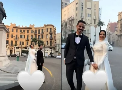 cairo couple goes trending with unique street wedding
