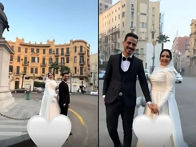 cairo couple goes trending with unique street wedding