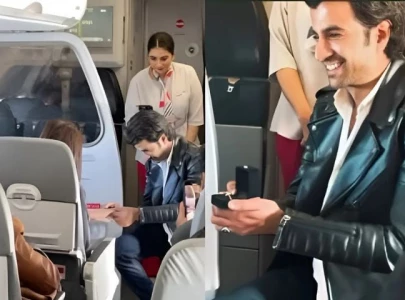 watch actor umer aalam proposes during flight