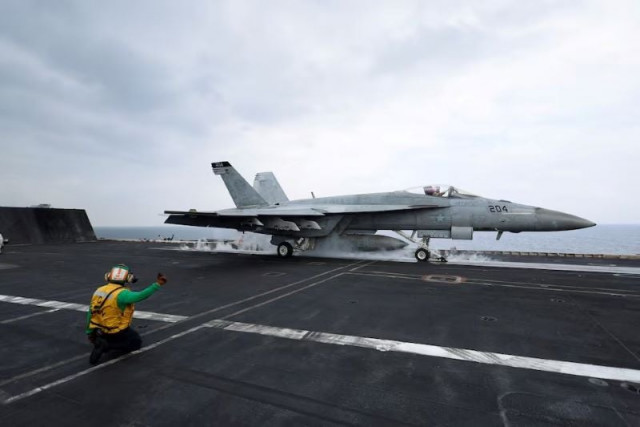 a f a 18e super hornet fighter uss dwight d eisenhower red sea february 13 2024 photo reuters a f a 18e super hornet fighter uss dwight d eisenhower red sea february 13 2024 photo reuters