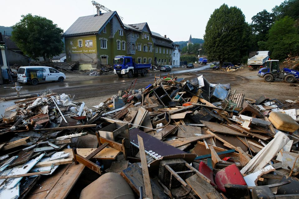 debris are seen in an area affected by floods caused by heavy rainfalls in schuld germany july 20 2021 photo reuters