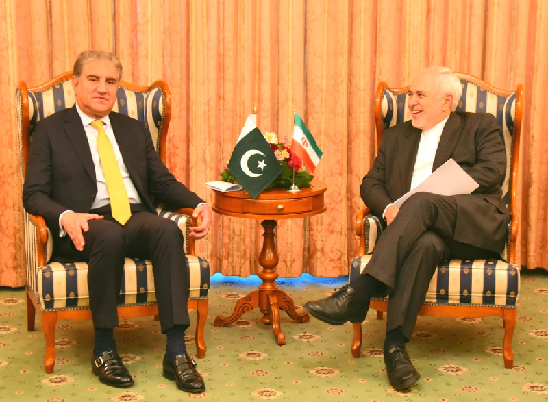 fm qureshi meets his iranian counterpart javad zarif on sidelines of heart of asia conference in dushanbe photo express