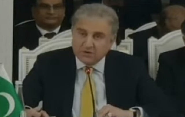 foreign minister shah mahmood qureshi addressing the 9th heart of asia istanbul process hoa ip ministerial conference in dushanbe on march 30 2021 screengrab foreign minister shah mahmood qureshi addressing the 9th heart of asia istanbul process hoa ip ministerial conference in dushanbe on march 30 2021 screengrab