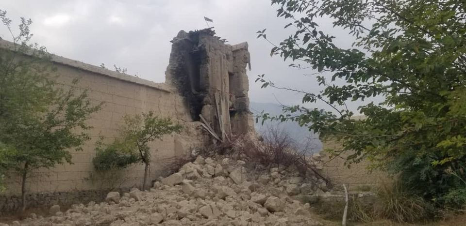 A view of ruins of destroyed ancestral home of Nangarhar provincial official Ajmal Omar in Kodi Khel, Nangarhar, Afghanistan, September 23, 2021, in this image obtained by REUTERS.