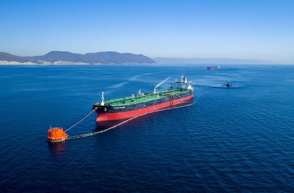 a view shows pink stars tanker near the crude oil terminal yuzhnaya ozereyevka owned by caspian pipeline consortium cpc outside the black sea port of novorossiisk russia october 16 2019 photo reuters