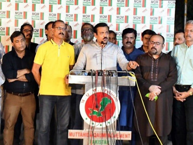 mqm p leader faisal subzwari addressing a press conference photo twitter mqmpkofficial mqm p leader faisal subzwari addressing a press conference photo twitter mqmpkofficial