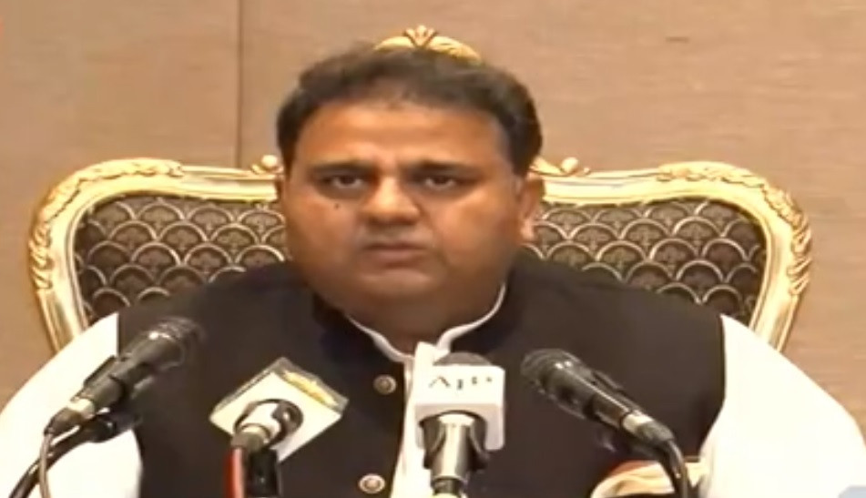 information minister fawad chaudhry during a press briefing following a meeting of the federal cabinet in islamabad on june 8 2021 screengrab