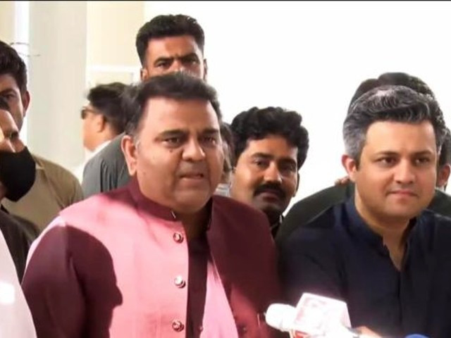 information minister chaudhry fawad hussain addressing a press conference in islamabad alongside energy minister hammad azhar and adviser to the prime minister on parliamentary affairs zaheer ud din babar awan screengrab