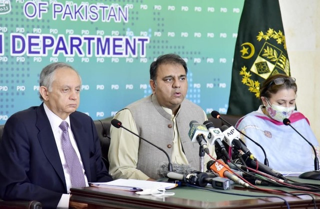 fawad chaudhry speaks during the press conference in islamabad photo pid