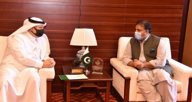 federal minister for information and broadcasting chaudhry fawad hussain in a meeting with ambassador of saudi arabia nawaf bin saeed al maliki on april 26 2021 photo express federal minister for information and broadcasting chaudhry fawad hussain in a meeting with ambassador of saudi arabia nawaf bin saeed al maliki on april 26 2021 photo express