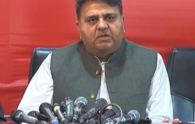 pakistan tehreek e insaf pti leader fawad chaudhry addressing a press conference in islamabad on april 16 2023 photo screengrab pakistan tehreek e insaf pti leader fawad chaudhry addressing a press conference in islamabad on april 16 2023 photo screengrab