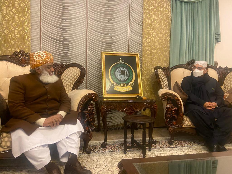 jui f chief maulana fazlur rehman meets with ppp leader asif ali zardari in islamabad photo express