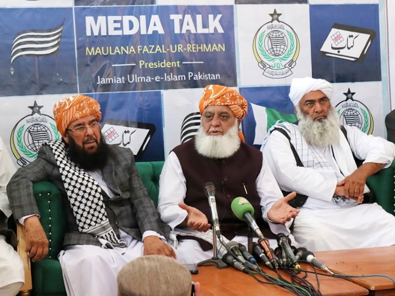 jui f chief maulana fazlur rehman addressing a press conference in karachi on march 3 2024 photo jui f facebook