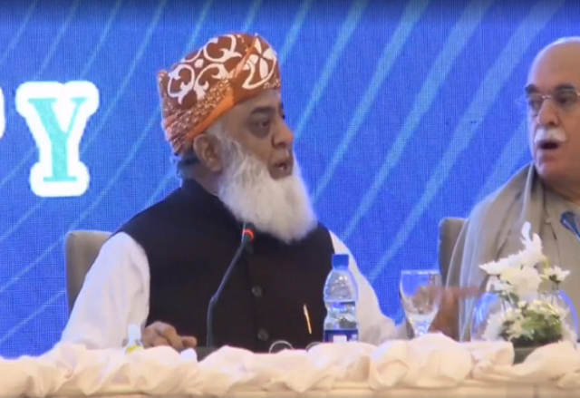 jui f chief addresses apc in islamabad screengrab jui f chief addresses apc in islamabad screengrab