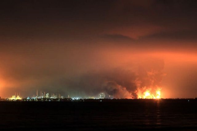 smoke rises during fire at pertamina s oil refinery in balongan indramayu regency west java province indonesia march 29 2021 in this photo taken by antara foto photo reuters