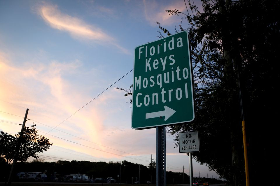 a sign is seen outside a florida keys mosquito control district branch in key largo florida u s may 4 2021 photo reuters
