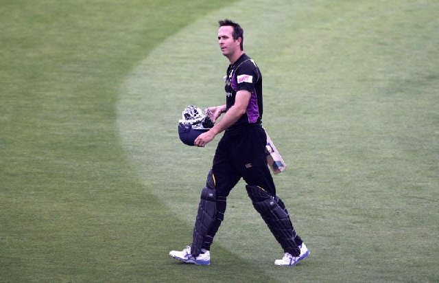 durham dynamos v yorkshire carnegie   twenty20 cup north division   riverside   24 6 09 yorkshire carnegie s michael vaughan looking dejected after being dismissed photo reuters file