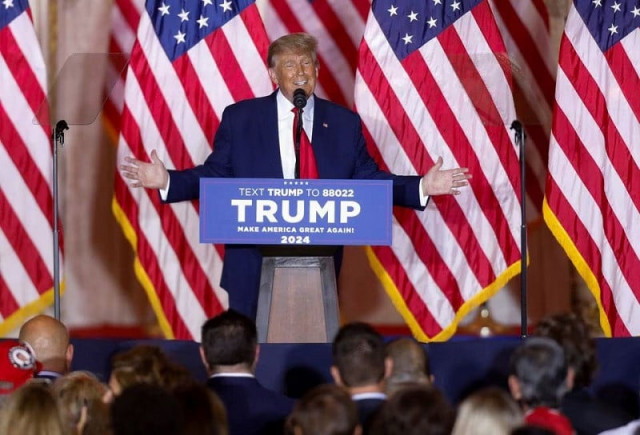 former us president donald trump makes an announcement of his plans to run for president in the 2024 us presidential election at his mar a lago estate in palm beach florida us november 15 2022 photo reuters former us president donald trump makes an announcement of his plans to run for president in the 2024 us presidential election at his mar a lago estate in palm beach florida us november 15 2022 photo reuters