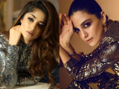 fashion faceoff sajal aly maya ali rock metallic dresses