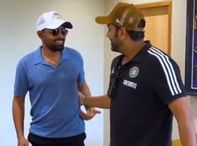 watch babar azam meets rohit sharma in ahmedabad ahead of icc captain s day