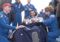 nasa astronaut frank rubio rests after landing in the soyuz ms 23 space capsule in a remote area near zhezkazgan kazakhstan september 27 2023 photo reuters