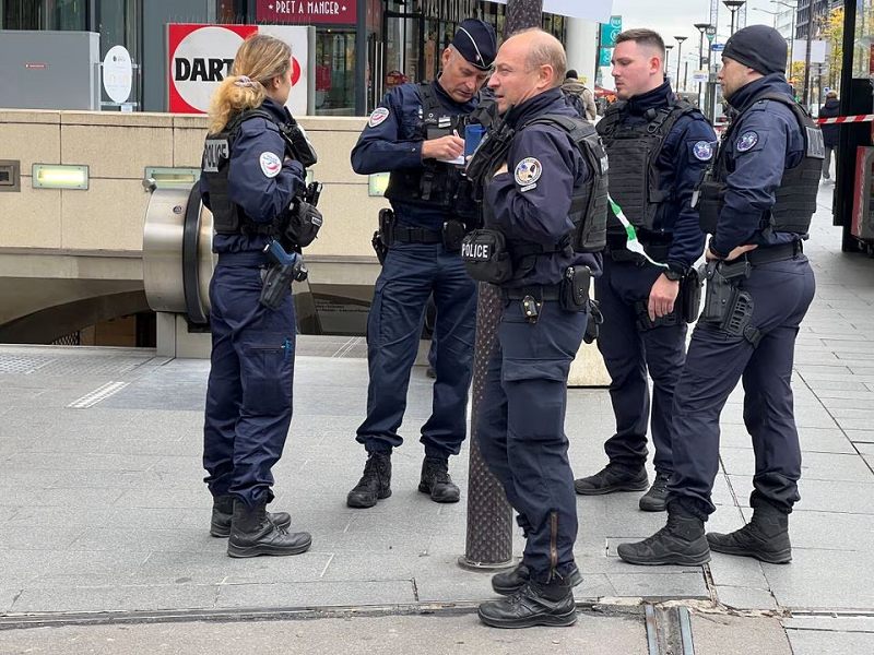 police stand outside the bibliotheque francois mitterand metro and regional train station in paris france october 31 2023 photo reuters