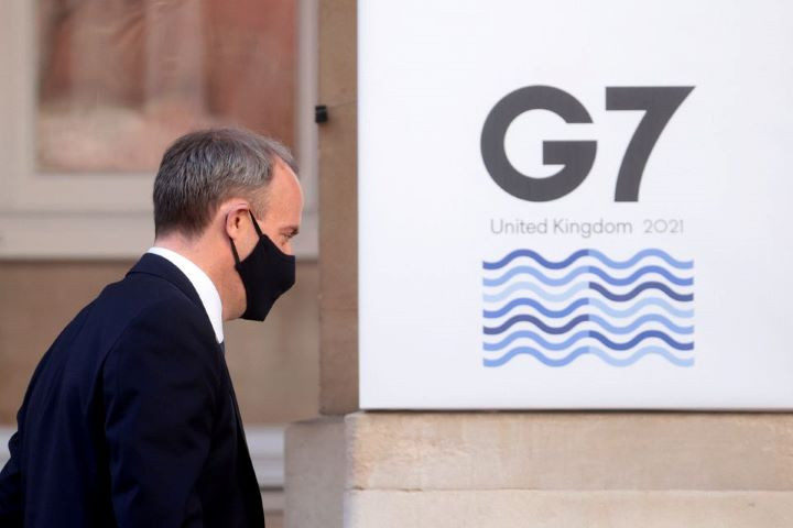 britain s foreign secretary dominic raab arrives as g7 foreign ministers meet at lancaster house in london britain may 5 2021 reuters hannah mckay pool