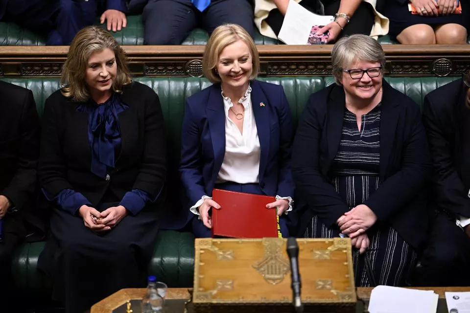 british prime minister liz truss sits next to leader of the house of commons penny mordaunt and health secretary therese coffey as she attends her first prime minister s questions at the house of commons in london britain september 7 2022 reuters british prime minister liz truss sits next to leader of the house of commons penny mordaunt and health secretary therese coffey as she attends her first prime minister s questions at the house of commons in london britain september 7 2022 reuters
