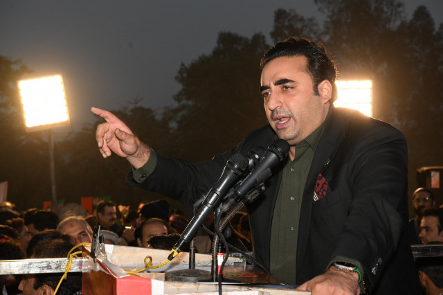 ppp chairman bilawal bhutto zardari addressing a rally in lahore on january 21 2024 photo ppp media cell ppp chairman bilawal bhutto zardari addressing a rally in lahore on january 21 2024 photo ppp media cell