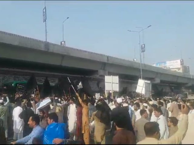 people take to streets in peshawar to protest as they denounce wapda on august 29 2023 photo screengrab people take to streets in peshawar to protest as they denounce wapda on august 29 2023 photo screengrab