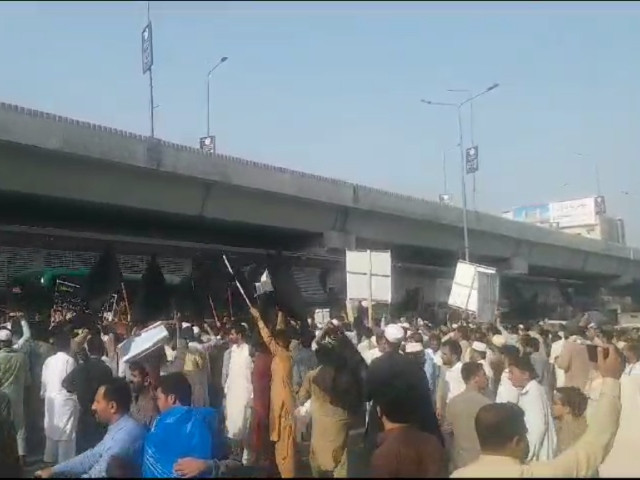 people take to streets in peshawar to protest as they denounce wapda on august 29 2023 photo screengrab