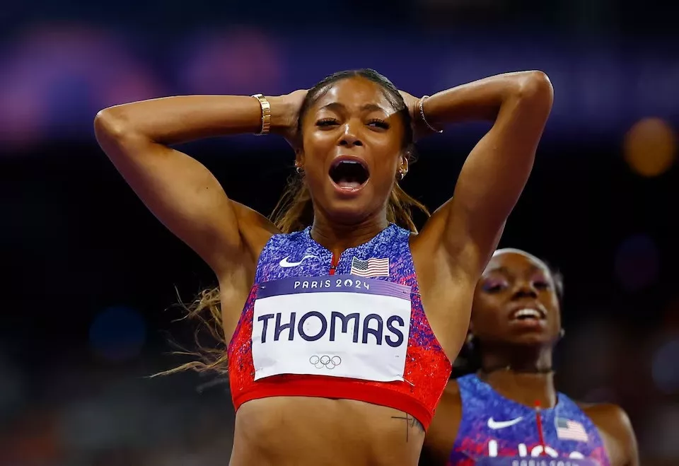 gabrielle thomas claims gold medal in 200 metres at paris olympics gabrielle thomas claims gold medal in 200 metres at paris olympics