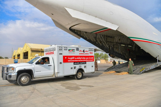 humanitarian aid bound for egypt and then onto the palestinian gaza strip kuwait city october 23 2023 photo afp humanitarian aid bound for egypt and then onto the palestinian gaza strip kuwait city october 23 2023 photo afp