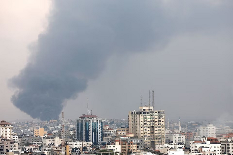 smoke rises following israeli strikes in gaza october 9 2023 photo reuters