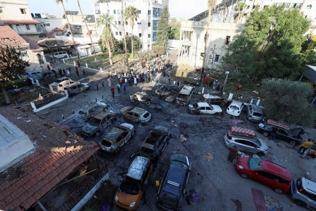 a view shows an area of al ahli hospital where hundreds of palestinians were killed by a barbaric israeli airstrike photo reuters a view shows an area of al ahli hospital where hundreds of palestinians were killed by a barbaric israeli airstrike photo reuters