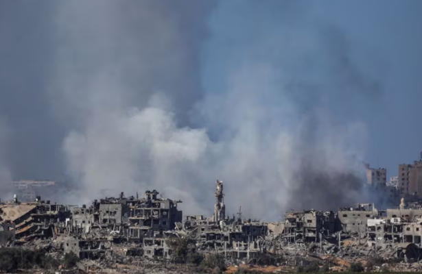 smoke rises over gaza after an israeli airstrike photo reuters