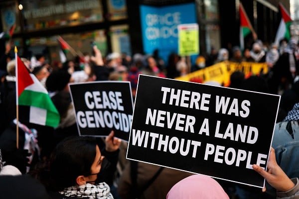 Pro-Palestine supporters accumulate for a convene during a Egyptian Consulate on Nov 28, 2023 in New York City. PHOTO: AFP