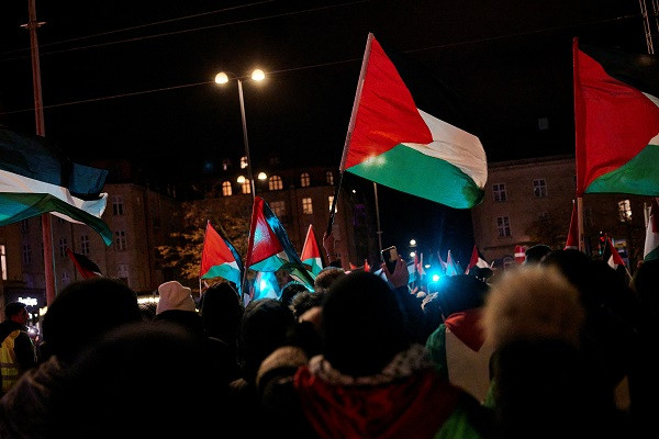 People take part in a demonstration in support of Palestinians in Gaza in Aarhus, Denmark. PHOTO: Reuters