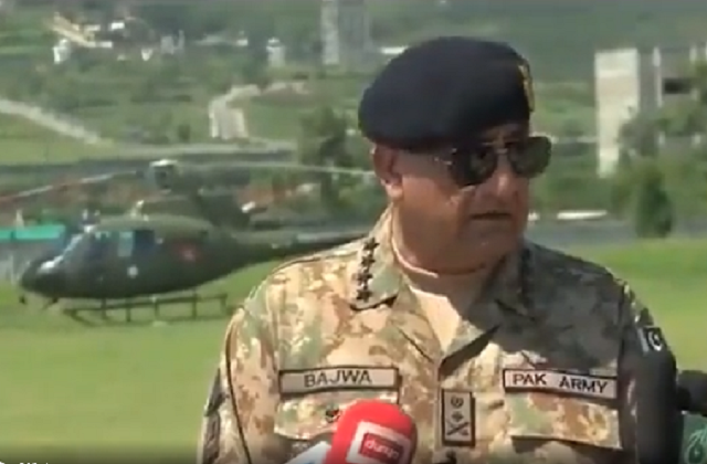 army chief general qamar javed bajwa speaking to the media during his visit to the flood affected areas of swat screengrab